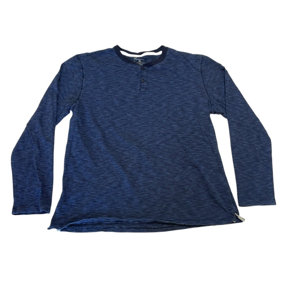 Gap 1/4 Button Up Long Sleeve T-Shirt Navy Striped Men’s Size XL Preppy 2013